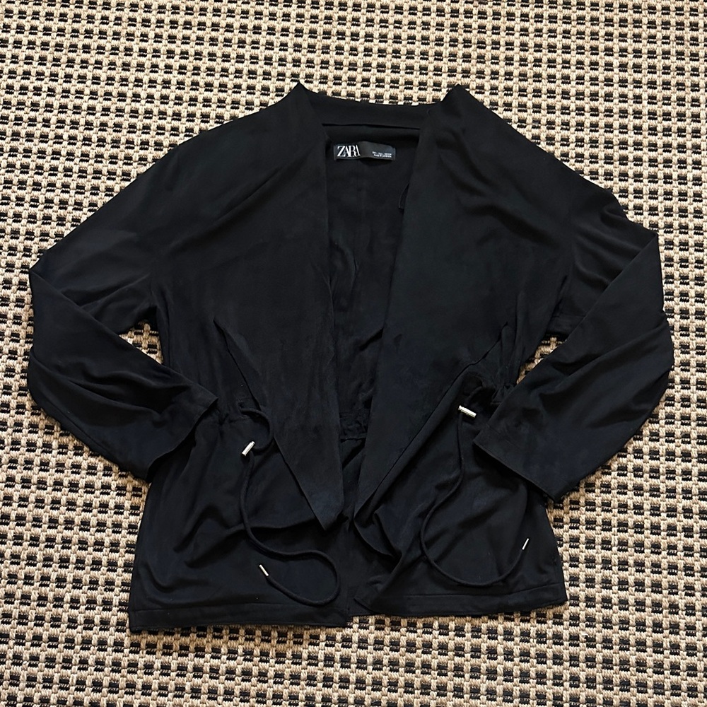 Zara Women's Faux Suede lightweight Black Blazer